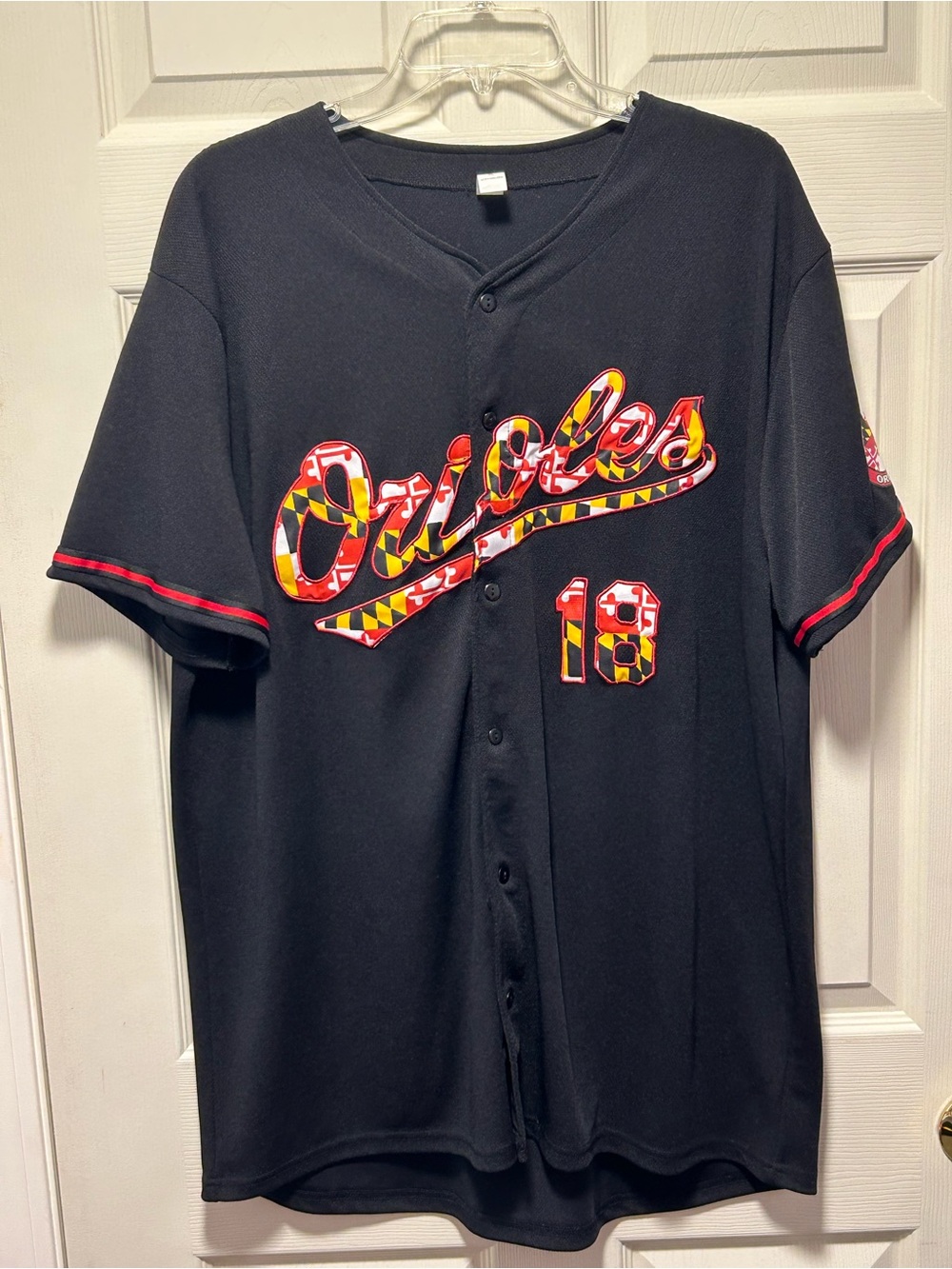 Baltimore Orioles Maryland Flag 2018 SGA Baseball Jersey Black Size XL